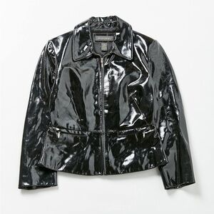 Vintage Banana Republic size 14 Patent Leather Jacket, Shiny, grunge, emo 🖤